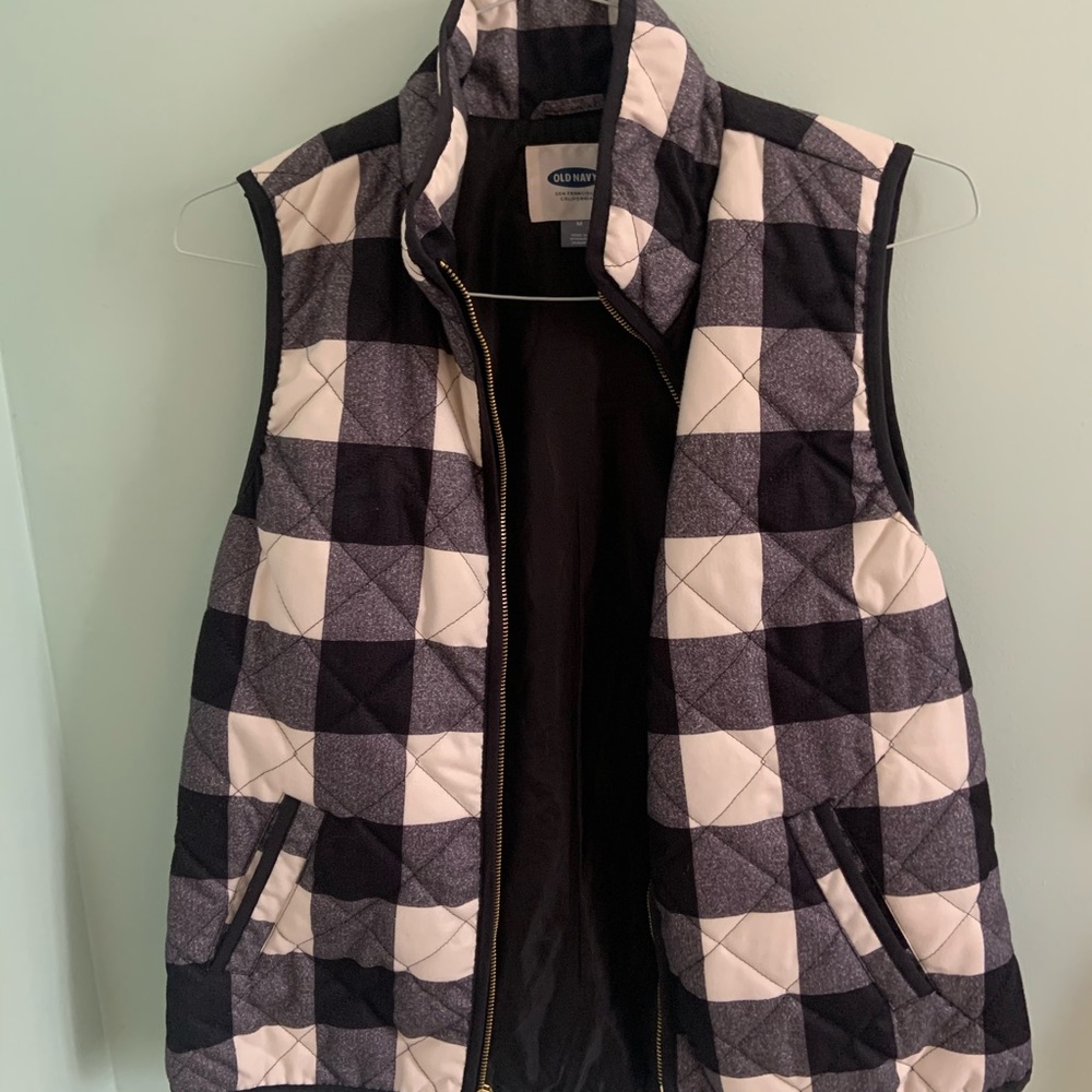 black and white quilted vest